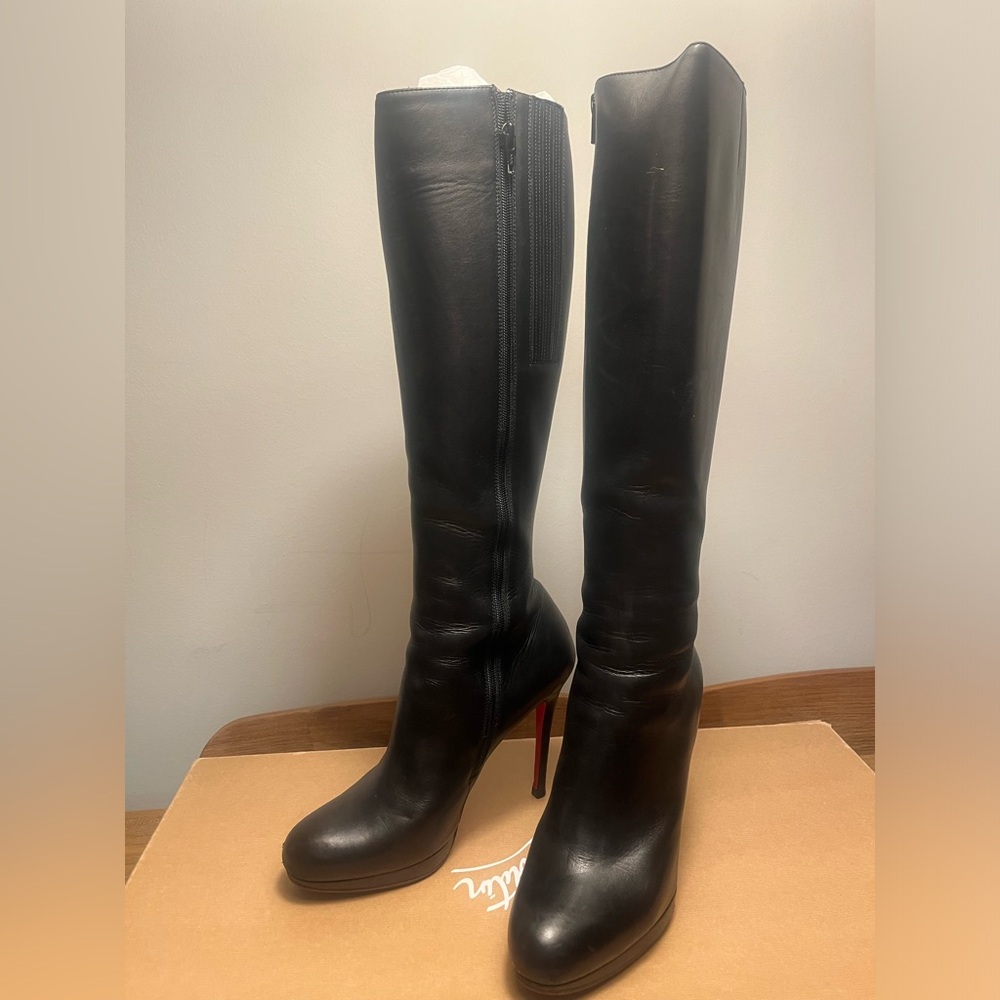 Christian Louboutin Black Leather High Boots Size 39.5